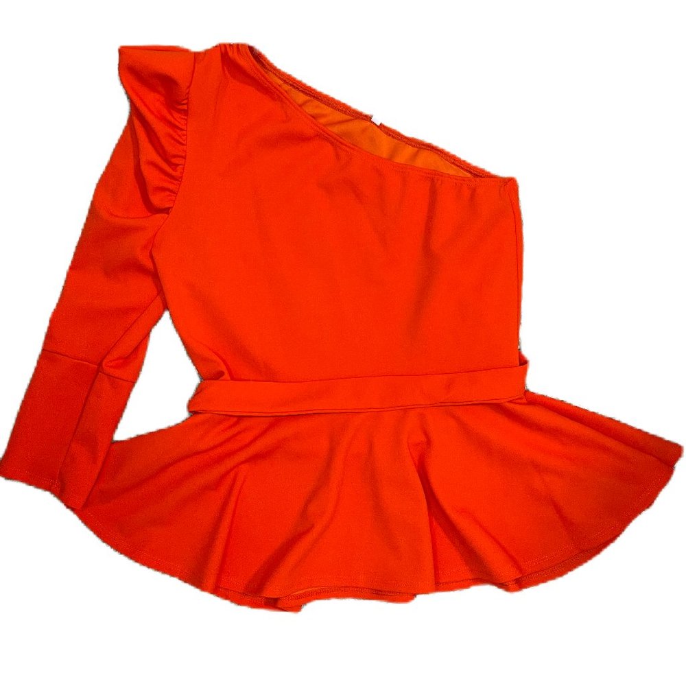 Ladies One Shoulder Peplum Blouse (Large)